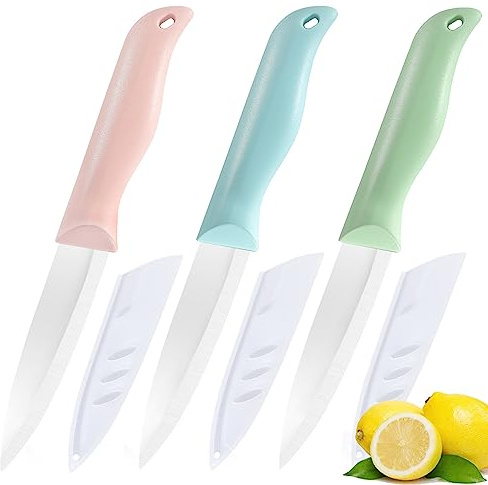shoplease 3 Pieces Ceramic Knives set, 4 inch Fruit Knife is Suitable for Most Vegetables, Fruits and Meats