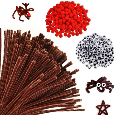 940 Pcs Brown Pipe Cleaners, Christmas Craft supplies, 200 Pcs Brown Pipe Cleaners Chenille for Christmas Craft Party DIY Art Supplies