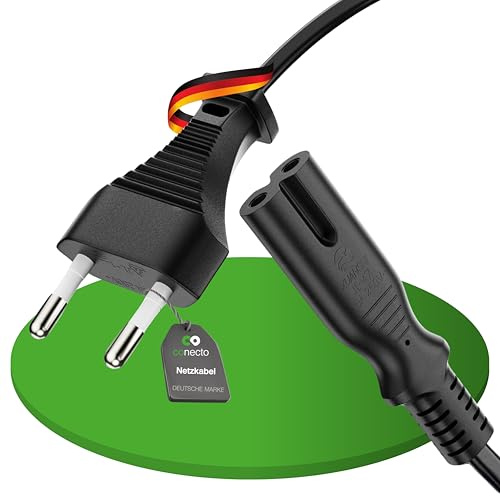 conecto Netzkabel Eurostecker Typ C auf IEC C7 2-polig für PS4 PS5 TV 1,5m | Stromkabel Eurostecker auf C7 für PS3 PS4 PS5 TV Receiver Haushaltsgeräte – universelles 2-poliges Netzkabel schwarz