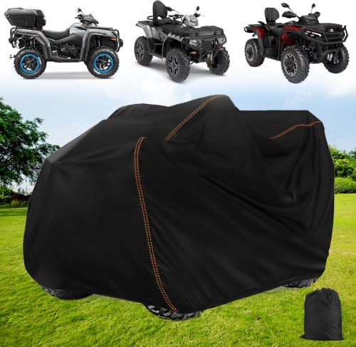 QYMOTO ATV Abdeckung, groß, Quad Bike Storage Cover Heavy Duty 420D, Outdoor Wasserdicht Winddicht für CFMOTO Cforce, Polaris Sportsman, Honda, Yamaha Grizzly, Hisun, Größe 231,1 cm L x 124,5 cm B x