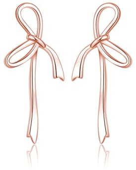 Reffeer 925 Sterling Silber Bogen-Ohrstecker für Damen und Mädchen, Schleife, Ohrstecker, Schleife, Tropfen-Ohrringe