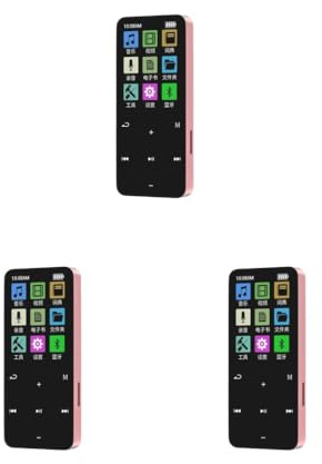3 x schermo compatibile Bluetooth da 1,8 pollici, MP3, lettore MP4, suono stereo, controllo touch, riproduzione musicale per interni ed esterni, rosa, 8 GB