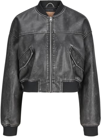 JACK&JONES dam JXTORA PU bomberjacka OTW SN konstläderjacka, svart/detalj: RUB Off, XS, Svart/detalj: rub off, XS