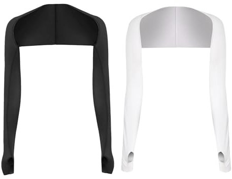 2 Pezzi Maniche per Braccia Raffreddamento Scialle Braccio Manicotto Braccio Donna Manicotto di Protezione Solare con Foro per Le Dita Traspirante,Adatto per La Pesca,La Guida,ecc(Bianco/Nero)