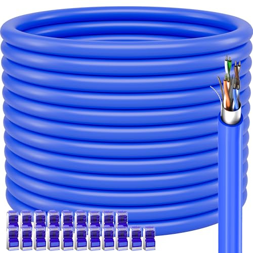 Câble Ethernet Cat 6 d'extérieur de 100 m (20RJ45), câble Ethernet blindé 23 AWG Cat 6 en vrac, FTP, imperméable, enfouissement direct, dans la terre, résistant aux UV, réseau, LAN, Internet, câble