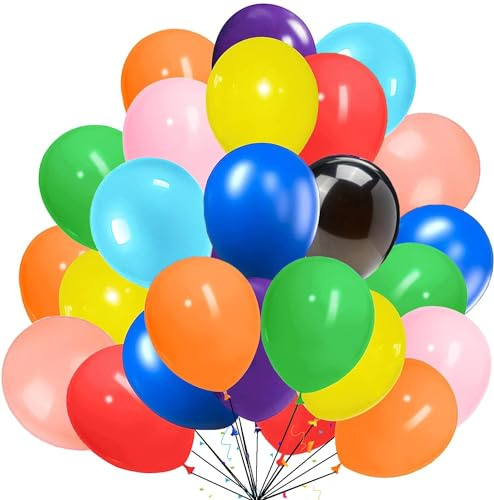 Tomario Rainbow Balloons, 50pcs Multicolored Helium Party Balloon, Latex Birthday Ballon, Colorful Balloons for Kids, Birthday Party, Wedding, Thick Balloon Garland Arch Supplies Decorations