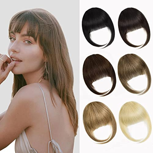 PARXITN Pony Haare Clip in Pony menschliche Haarverlängerungen flache Gesicht Fransen Pony menschliche Haare Stücke für Frauen Fringe Haarteil Bangs with Tempel hairpiece Hellblond