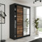 KIER FURNITURE Schiebegarderobe LAMARO mit Spiegel - Schrank Schlafzimmer – Schlafzimmerschrank – Wardrobe Bedroom – Kleiderschränke – Kleiderschrank - 138x205x59 - Schwarz & Old Style
