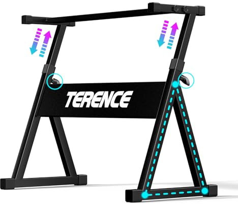 TERENCE Piano Keyboard Ständer Z-Stil Klavierständer Verstellbar 7-stufig einstellbar Höhe 57-80cm Härte Stahl Montage Einfach Geeignet für 61 88 Tasten Klavier Konzertsaal Klassenzimmer Zuhause