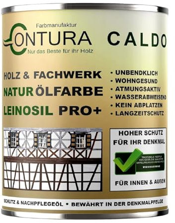 Contura Bio Wetterschutzfarbe Naturöl Fachwerk Haus Ölfarbe Öko Leinölfarbe Holz Farbe (Braun, 2,5 Liter)