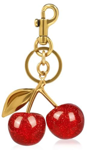 KOLZEMV Kirsch Bag Charm, taschen anhänger, Vielseitiger Schlüsselanhänger, Personalisiertes Auto-Zubehör,modischer Taschen- oder Schlüssel-Accessoire für handtaschen, Geschenk für Frauen