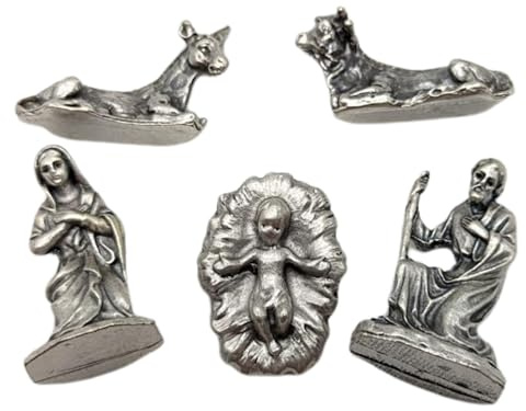 OVUNQUE PROTEGGIMI Heilige Familie aus Metall, Krippenfiguren für Weihnachtsdekoration, Mini-Krippe für Bastelarbeiten, Miniatur Krippe für Weihnachtsdekoration, Made in Italy (3 cm)