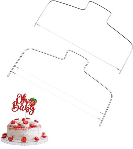 TZMFHD Cake Slicer Professional Stainless Steel Cake Cutter - 2pcs Adjustable Double Wire Slicer for Perfect Cake Cutting - Ideal Kitchen Baking Tool