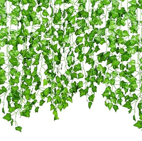 Guirlande de lierre artificiel – Guirlande de lierre artificielle | Feuilles de lierre | 2,2 m | Imperméable et résistant à la déchirure facile à utiliser pour décoration de chambre à coucher, mur de