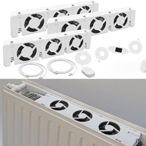 ChicBosomn Radiator Fan, 3.0 Radiator Fan Smart Radiator Booster Extension Set Ventilator Fan, Heater Booster For Underheaters And Radiators(Trio set)