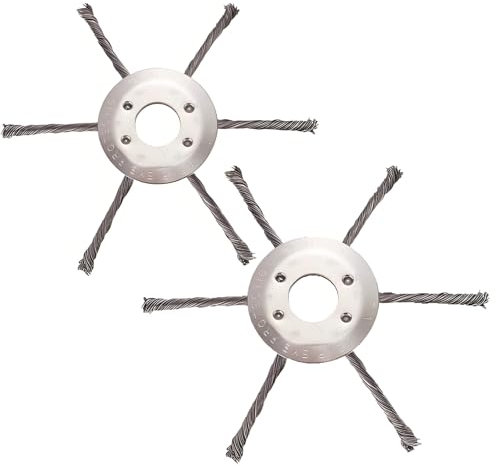 BAPPKON 2pcs Steel Wire Grass Trimmer Head, Garden Grass Trimmer Cutter Head, Brush Head with Knotted Wire, Universal wire wheel replacement for lawn mower attachments(6 Head)