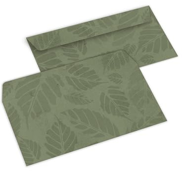 25 Briefumschläge DIN Lang Motiv Blattdesign grün natürlich Blättern pastell Umschlag Kuvert für Brief Geld Gutschein Geschenk Post