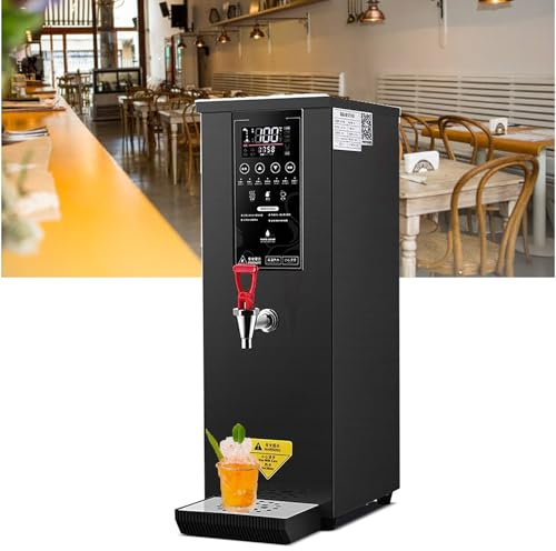 RoyceBee Dispensador de Agua de 25 L, Hervidor de Agua Comercial, Calentador de Agua EléCtrico de Calentamiento RáPido Paso a Paso de 60 L/H para Café, Té, Restaurante, Oficina,Black