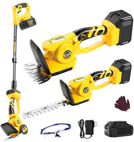 long reach Hedge Trimmer Grass Cordless electric scissors secateurs pruning shears with 2 Kinds Of Blades, 1.3m Telescopic rod, lawn edger Garden Tools Battery*1