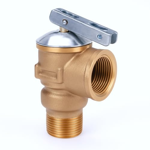 Ticfox Temperature and Pressure Relief Valve, 3/4 NPT 150PSI Brass Thermal Safety Valve and Boiler Pressure Relief Valve for Water Heater Hot Water Storage Tank