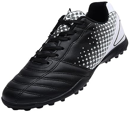 UK 5.5 Unisex Kid's Football Boots Shoes Boys and Girls Cleats Soccer Shoes Astro Turf Trainers Spikes Junior Sports Profession Competition Teenager Indoor Outdoor Athletic Sneakers #A1_Black