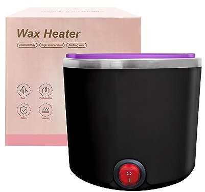 Mini calentador de cera depilatoria mujer, maquina cera caliente depilación profesional con recipiente de silicona de 200ml (negro, redondo)