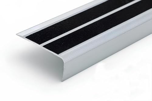 High Tread & Riser Stair Nosing Anti-Slip Aluminium Trim 1M – 48Mm 58Mm 75Mm Width Edge Step Cover Silver Finish TMW Profiles SNG (SN 80 28X75)