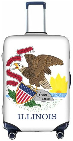 Jkkghll Illinois - Copertura elastica per valigie da viaggio, con cerniera nascosta, antigraffio, bianco, L