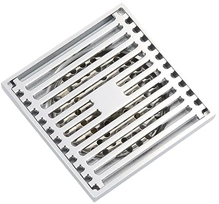 Sifone quadrato cromato a pavimento, 100 x 100 mm, sifone per doccia, WC, soluzione di drenaggio per uso esterno, facile installazione, design anti-odore (modello 5)