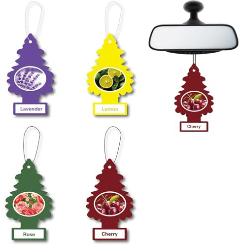Teouuas 4 Pièces Désodorisant Voiture, Arbre à Parfum Voiture Interieur, Diffuseur de Parfum Fragrances Durable, Désodorisant Suspendu pour Maison, Bureau, Armoire, Pack A