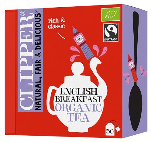 CLIPPER - Thé Noir English Breakfast - Bio - 50 sachets | Ingrédients Bio - 100% naturels