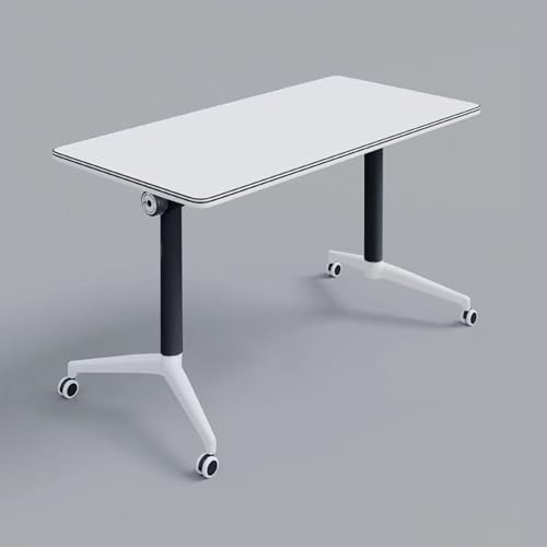 Klappbarer Konferenztisch mit Klappdeckel und leisen Rädern, wasserdichter Besprechungstisch für Büro, Klassenzimmer und Seminar, verstellbare Größe 55,1 x 15,7 x 29,1 (Farbe: B)