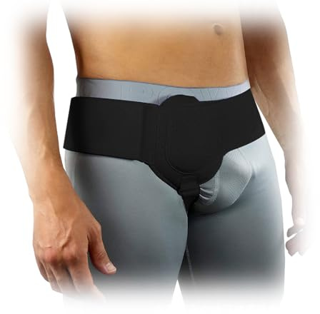 Reccisokz 1 Stück Leistenbruchgürtel für männer, Bauchgurt nach op, Bauchbandage nach op, Leistenbruch-Stützgürtel für Männer(Schwarz)