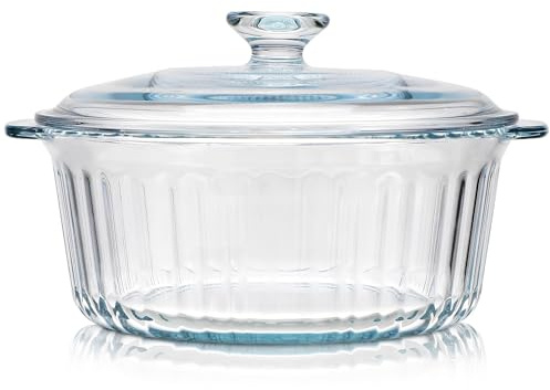 COLLBATH 4L Round Glass Casserole Dish with Lid Deep Glass Baking Dish for Oven Suitable for Cooking and Baking Meals