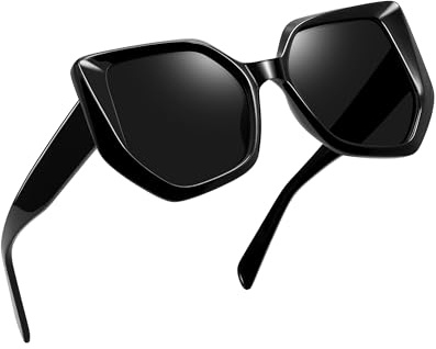 Joopin Grosses Lunettes de Soleil Œil de Chat Acétate Femme Polarisées | Protection UV400, Monture Hexagonale Grande et Légère en TR90, Design Rétro Papillons pour Shopping Voyages et Vacances