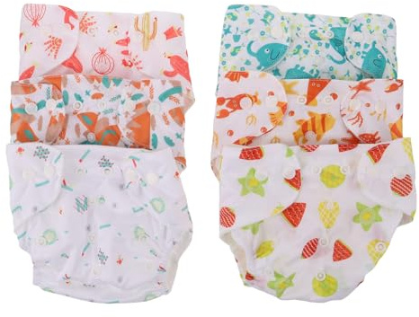 ARTSEWPLY Pannolini di Stoffa Lavabili per Piccoli con Bottoni a Scatto, Inserti Assorbenti Riutilizzabili, Set da 6 Pezzi con Stampa Colorata, Biancheria Intima per Addestramento al