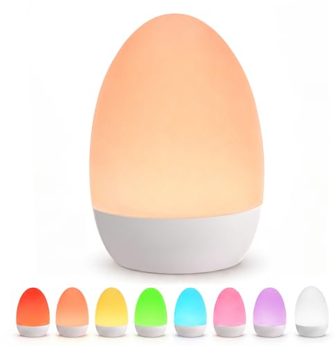 AmazeFun Stilllicht Dimmbar Nachtlicht Baby Kinder - Nachtlampe mit 3 Farbtemperaturen + 12 RGB Farben, Wiederaufladbares Baby Night Light für Stillen Wickeln Kleinkinderzimmer, USB C, Eggy Egg