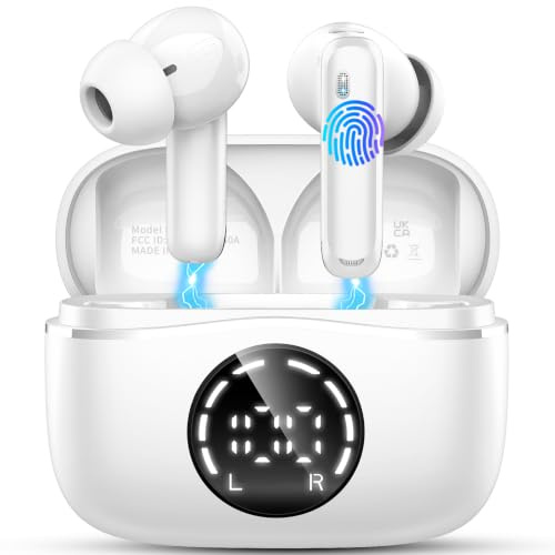 Donerton Auriculares Inalambricos Bluetooth, In-Ear Auriculares Bluetooth 5.4 con 4 ENC Cancelacion Ruido HD Mic, 48H Estéreo HiFi Cascos Inalambricos Running IP7 Impermeable/Pantalla LED, 5685