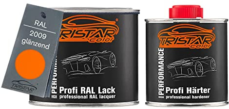 TRISTARcolor RAL 2009 Verkehrsorange Peinture automobile 2K brillante 0,75 litre/pot de 750 ml, durcisseur inclus