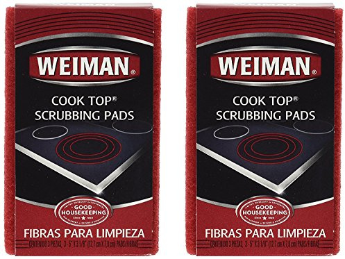 Weiman Ceramic & Glass Cooktop Cleaner, 3 Count, 2 Pack - Cut Through The Toughest Stains - Scrubbing Pads Carefully Wipe Away Residue