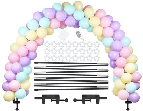 LANGXUN Balloon Arch Kit with Fiber Rods Adjustable Reusable Table Balloon Arch Stand for Birthday, Weddings, Graduation, Parties Decoration Black