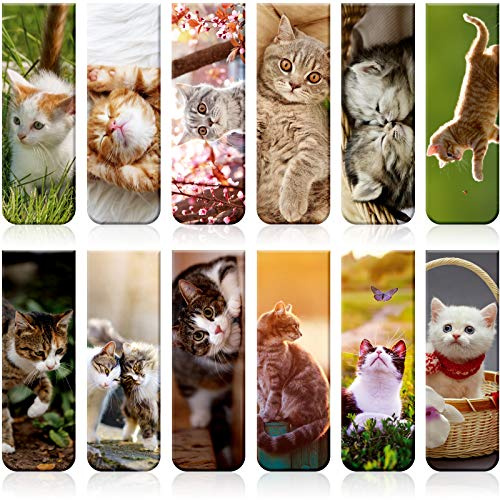 12 Stücke Magnetische Lesezeichen Katzen Magnete Seiten Marker Verschiedene Buch Marker für Schüler zum Lesen