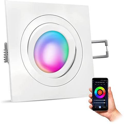 SSC-LUXon QF-2 Einbauleuchte dimmbar Smart flach 230V inkl. WLAN RGB CCT Lampe - Spot schwenkbar weiß kompatibel mit Alexa, Siri & Google