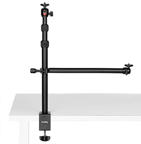 SMALLRIG Camera Desk Mount Table Stand with Magic Arm and 1/4 Ball Head, 13-35.4 Adjustable Light Stand, Tabletop C Clamp for DSLR Camera, Ring Light, Live Streaming, Photo Video Shooting - 3992