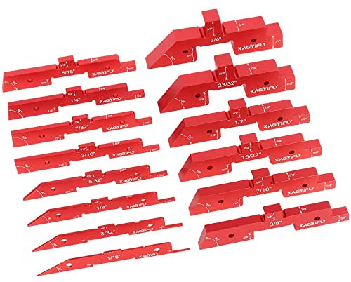 KAGYIFLY Setup-Blöcke für Holzbearbeitung, 14-teiliges Aluminium-Setup-Blöcke, Höhenmesser-Set für Oberfräse, Tischsäge und Winkelmessung (jede Setup-Stange hat eine andere Dicke)