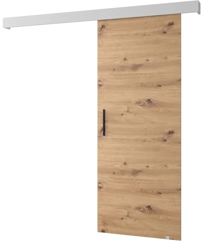 Schiebetür Komplettset - Schiebetürsystem Salwador 1 - Trennwände - Raumteiler - Innentüren, Tür 90 x 204 cm - Schiene - Zimmertür mit Griff