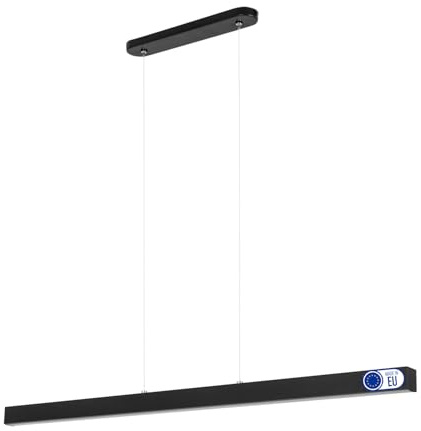 alfalux Hängelampe Hängeleuchte - Deckenlampe aus Metall - 96 cm - LED Lampe - Warmweiß - Schwarz - WI96LED-3K-SCHWARZ