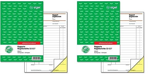 SIGEL SD027 Rapport/Regiebericht A5, 2x40 Blatt, selbstdurchschreibend, 1 Stück (Packung mit 2)