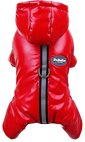 Izefia Abrigo de Perro Chaqueta A Prueba de Viento Clima Frío Pantalones de Cuatro Piernas Ropa Gruesa de Invierno Abrigo de Algodón de Nieve Cachorro Gato Mediano