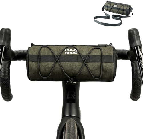 ROCKBROS Bike Handlebar Bag Small Bicycle Handle Bar Bag Handy Front Bike Bags Handlebar Storage Pouch Pack with Shoulder Strap Little Mountain Road Bike Barrel Bag